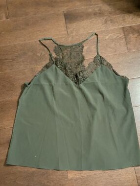 Press Brand Olive Green Lace-Trim Camisole
